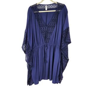Swim by Cacique Lace Swim Cover-Up – Navy Blue with Cinched Waist - Size 18